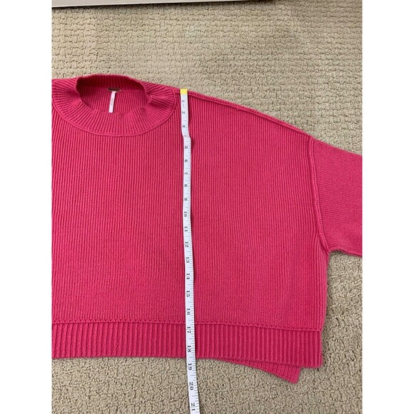 Free People Pink Easy Street Crop Sweater Oversized Womens Long Sleeve XL - Picture 8 of 11